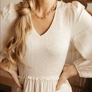 Bohme Smocked Tiered Midi dress, size S